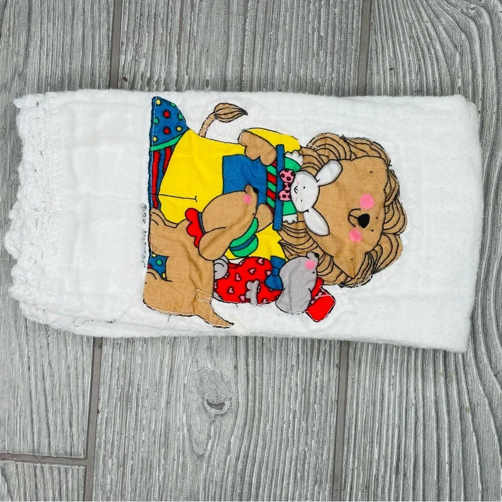 8 vintage hand made baby burp clothes / wash cloths embroidered / crochet / sewn